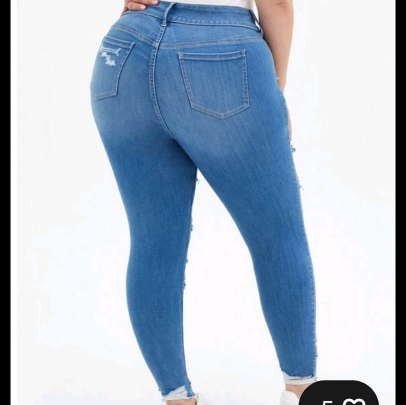 🍂🍁Torrid 20R Torrid Jeans Fishnet Deconstructed Jegging SKINNY SUPER SOFT - Picture 8 of 9